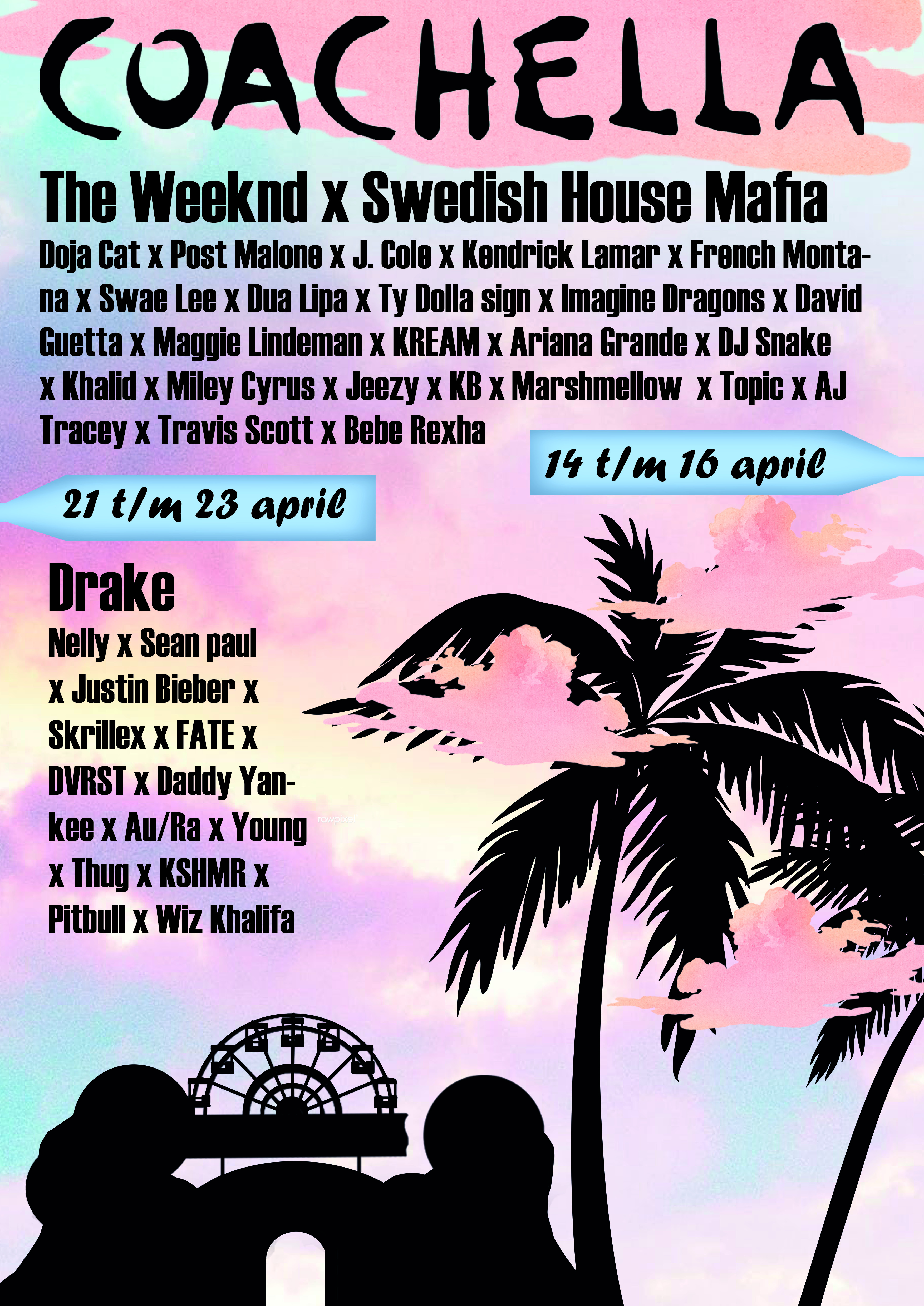 Coachella festival poster with palm trees